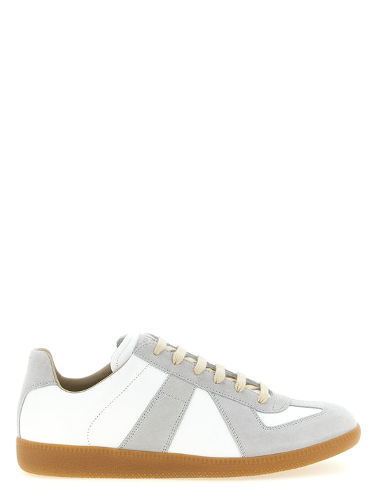 Sneakers by Maison Margiela for men in suede calfskin leather white features a chic design, perfectly showcasing the chic casual style of this Men's Casual Suede Calfskin Leather Sneakers.