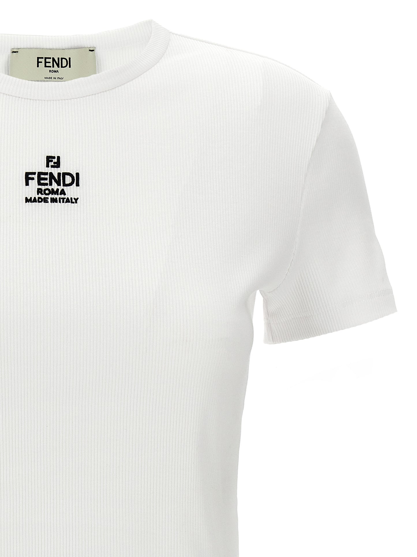 Fendi White Cotton T-Shirt
