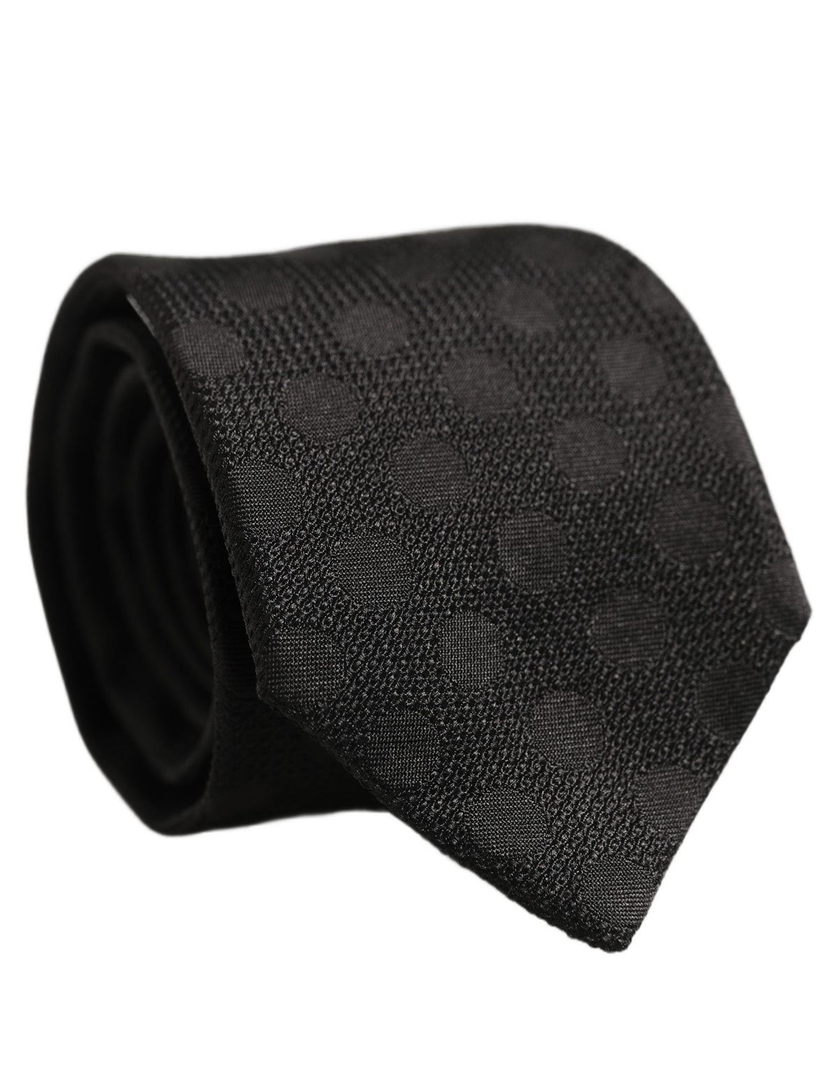 Dolce & Gabbana Black Polka Dot Jacquard Silk Adjustable Tied Necktie Tie