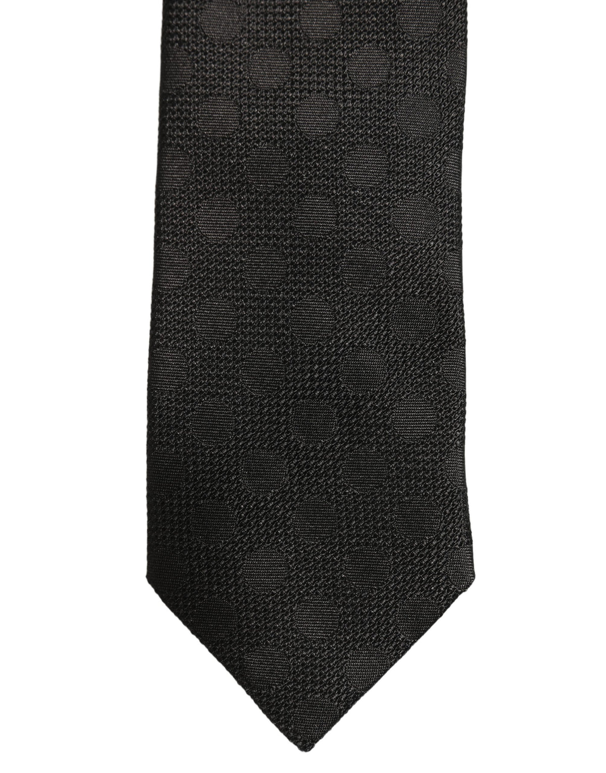 Dolce & Gabbana Black Polka Dot Jacquard Silk Adjustable Tied Necktie Tie