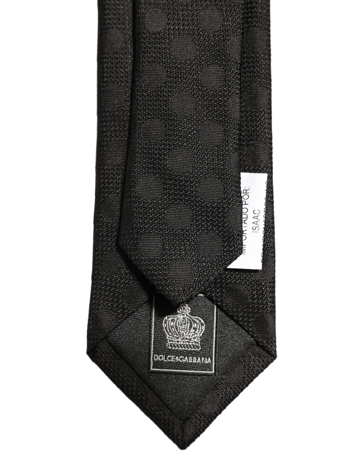 Dolce & Gabbana Black Polka Dot Jacquard Silk Adjustable Tied Necktie Tie
