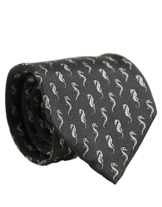 Necktie by Dolce & Gabbana for men in silk black & patterned features a distinguished silhouette, perfectly showcasing the distinguished details of Silk Necktie.