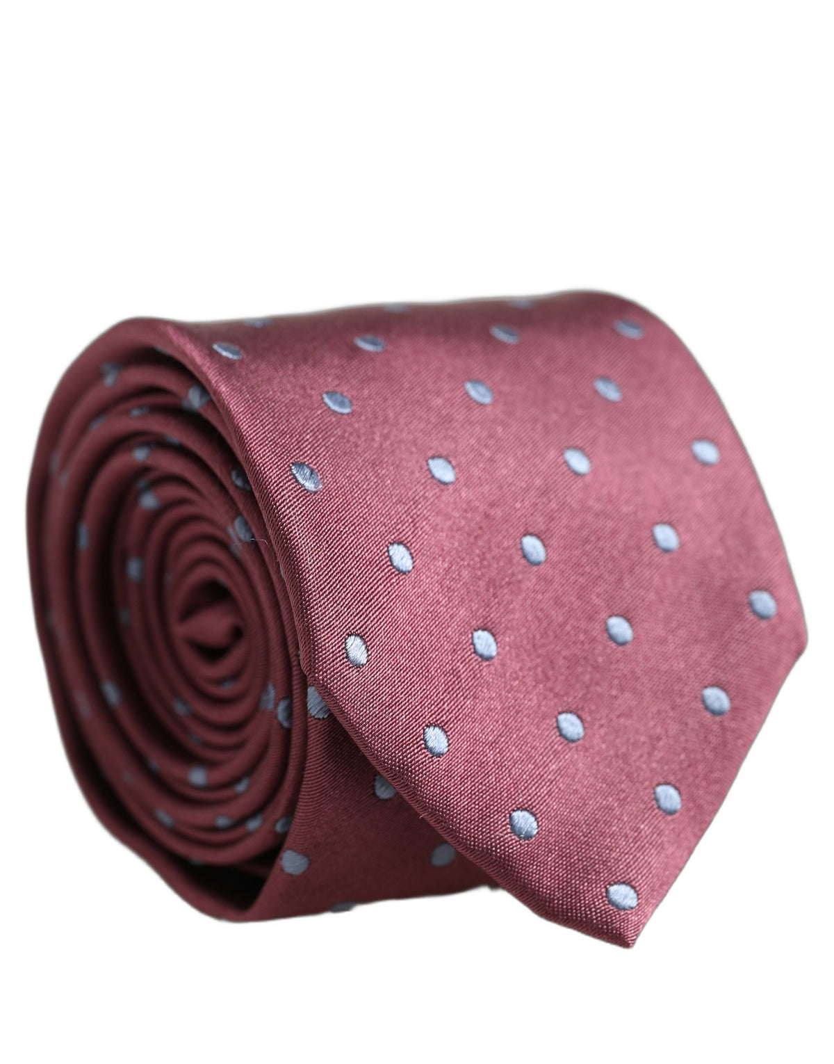 Dolce & Gabbana Men Maroon Silk Polka Dot Adjustable Tied Necktie Tie