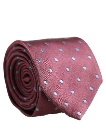Dolce & Gabbana Men Maroon Silk Polka Dot Adjustable Tied Necktie Tie