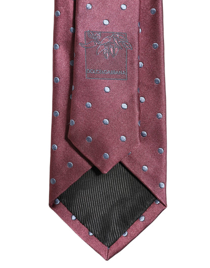 Dolce & Gabbana Men Maroon Silk Polka Dot Adjustable Tied Necktie Tie
