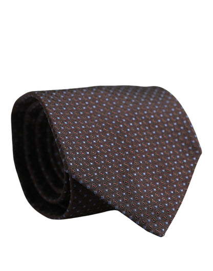 Dolce & Gabbana Men Brown Geometric Silk Adjustable Tied Necktie Tie