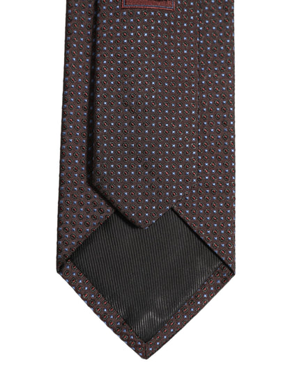 Dolce & Gabbana Men Brown Geometric Silk Adjustable Tied Necktie Tie
