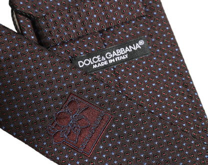 Dolce & Gabbana Men Brown Geometric Silk Adjustable Tied Necktie Tie