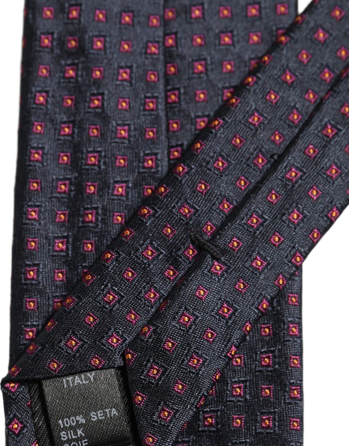 Dolce & Gabbana Men Dark Blue Geometric Silk Adjustable Tied Necktie Tie