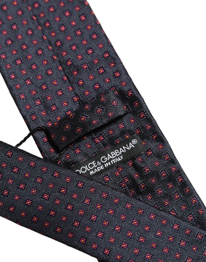 Dolce & Gabbana Men Dark Blue Geometric Silk Adjustable Tied Necktie Tie