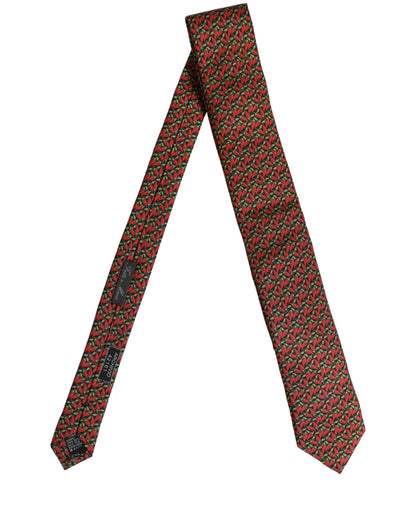 Dolce & Gabbana Multicolor Chili Peppers Silk Adjustable Tied Necktie Tie