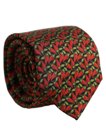 Dolce & Gabbana Multicolor Chili Peppers Silk Adjustable Tied Necktie Tie