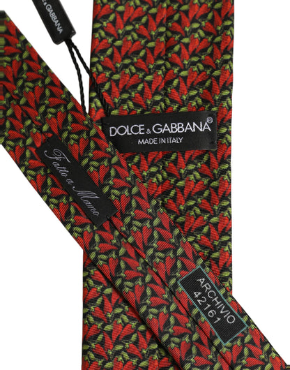 Dolce & Gabbana Multicolor Chili Peppers Silk Adjustable Tied Necktie Tie