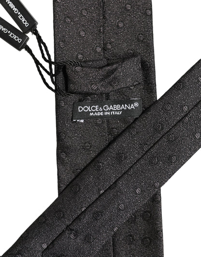 Dolce & Gabbana Men Black Polka Dot Silk Adjustable Tied Necktie Tie