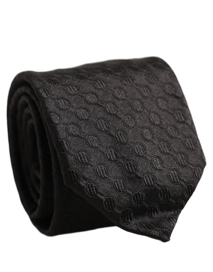 Dolce & Gabbana Men Black Silk Geometric Adjustable Tied Necktie Tie