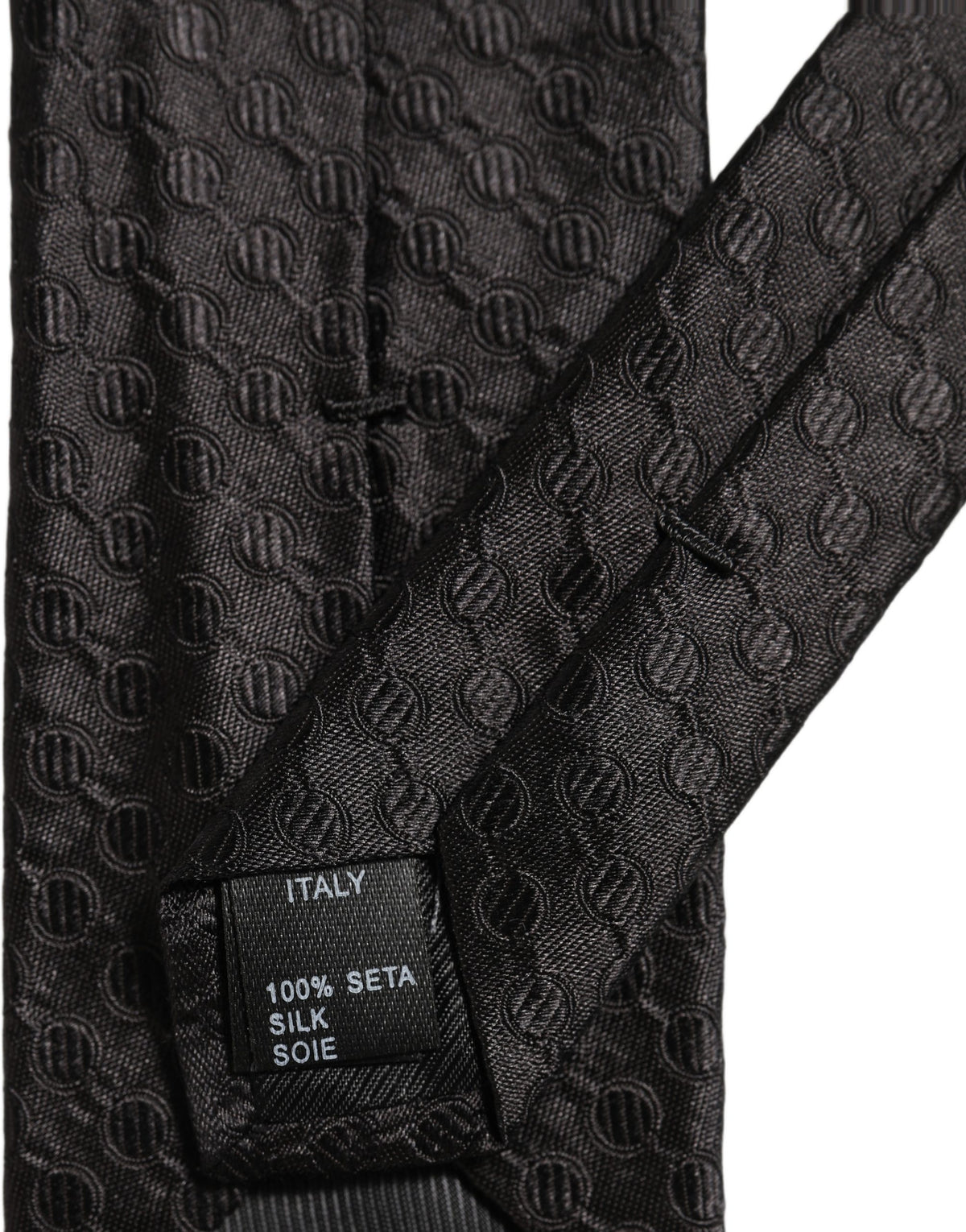 Dolce & Gabbana Men Black Silk Geometric Adjustable Tied Necktie Tie