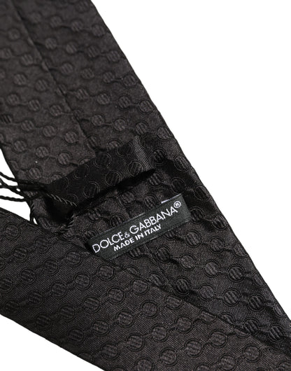 Dolce & Gabbana Men Black Silk Geometric Adjustable Tied Necktie Tie