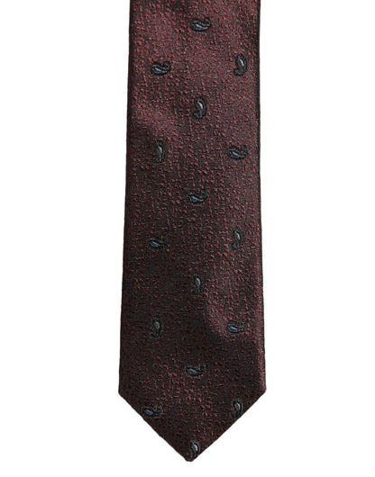 Dolce & Gabbana Men Burgundy Silk Paisley Adjustable Tied Necktie Tie