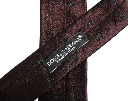 Dolce & Gabbana Men Burgundy Silk Paisley Adjustable Tied Necktie Tie