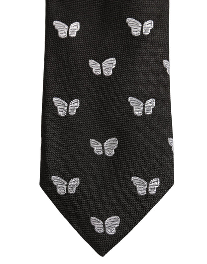 Dolce & Gabbana Men Black Silk Butterfly Adjustable Tied Necktie Tie