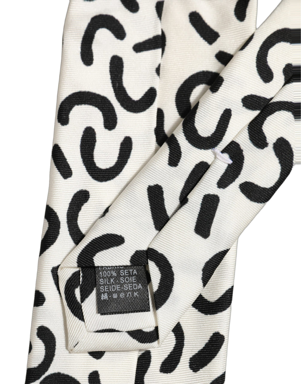 Dolce & Gabbana Men Cream Silk Abstract Adjustable Tied Necktie Tie