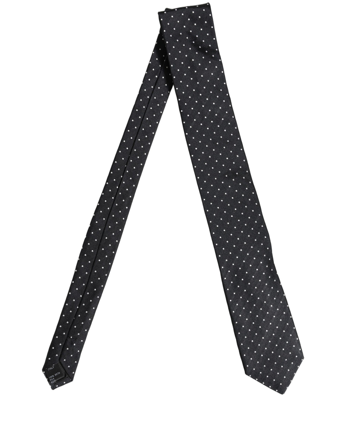 Dolce & Gabbana Dark Blue Silk Polka Dot Adjustable Tied Men Necktie Tie
