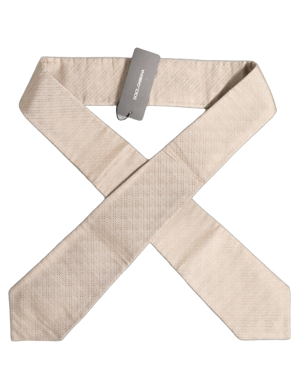 Dolce & Gabbana Beige Silk Textured Knit Adjustable Tied Men Necktie Tie