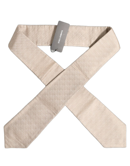 Dolce & Gabbana Beige Silk Textured Knit Adjustable Tied Men Necktie Tie