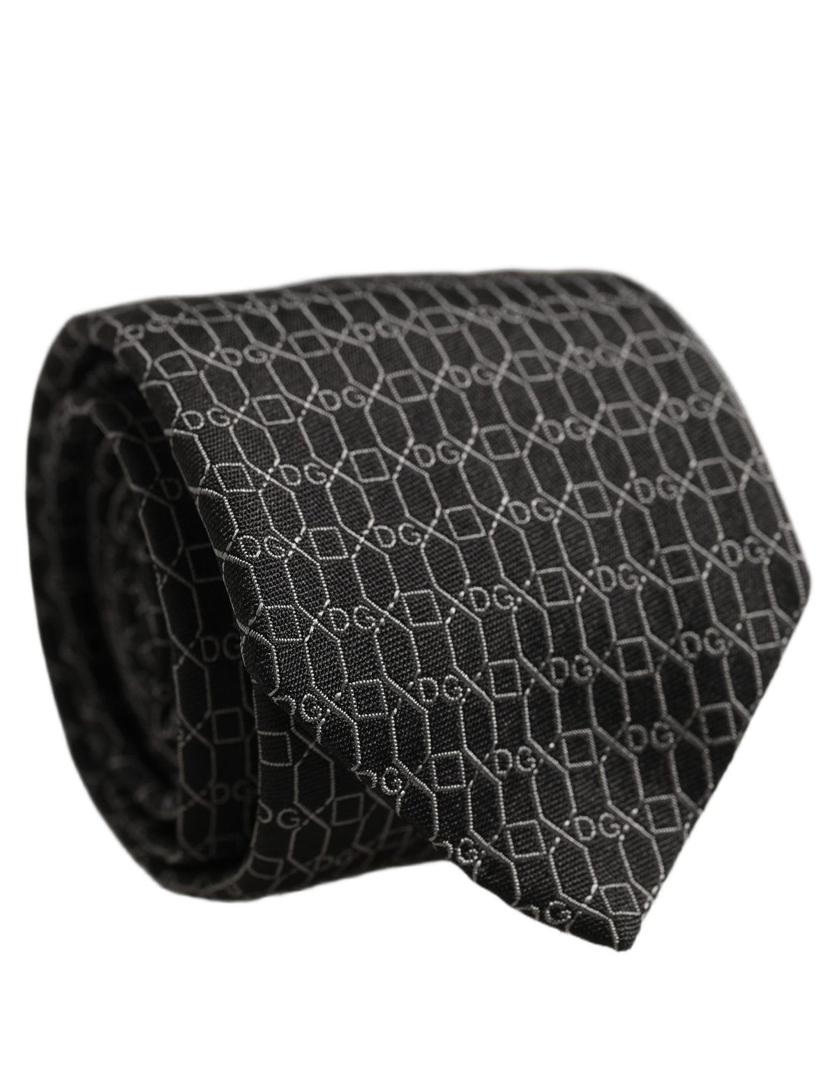Dolce & Gabbana Dark Gray Silk DG Monogram Adjustable Tied Necktie Tie
