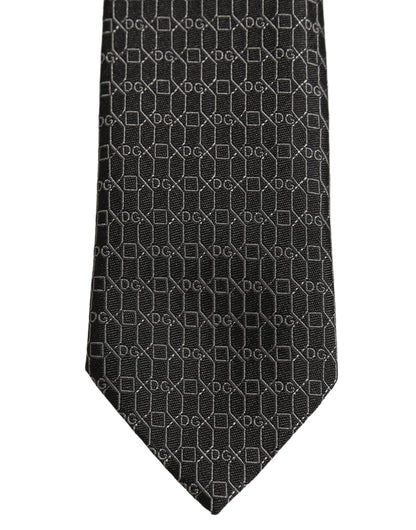 Dolce & Gabbana Dark Gray Silk DG Monogram Adjustable Tied Necktie Tie