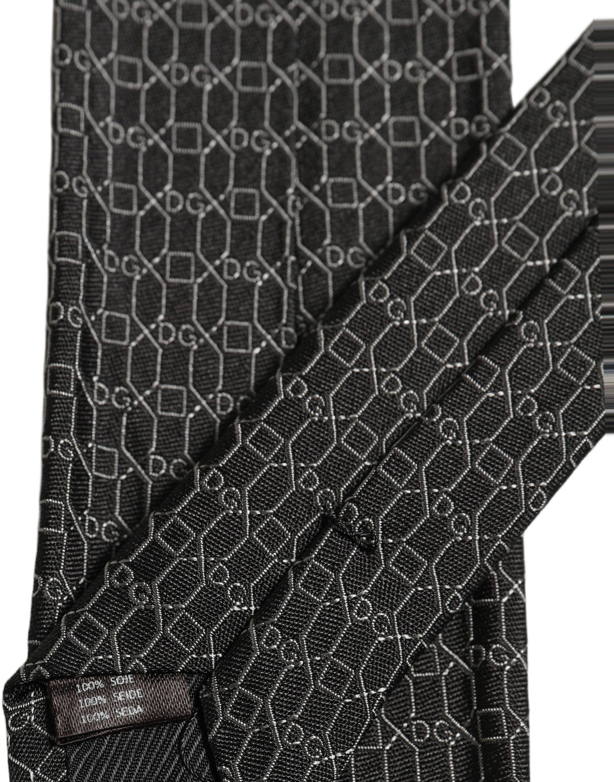 Dolce & Gabbana Dark Gray Silk DG Monogram Adjustable Tied Necktie Tie