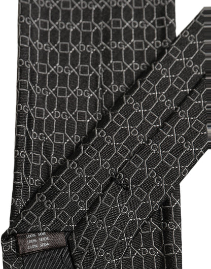 Dolce & Gabbana Dark Gray Silk DG Monogram Adjustable Tied Necktie Tie