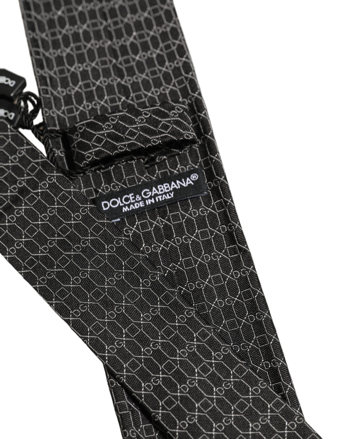 Dolce & Gabbana Dark Gray Silk DG Monogram Adjustable Tied Necktie Tie