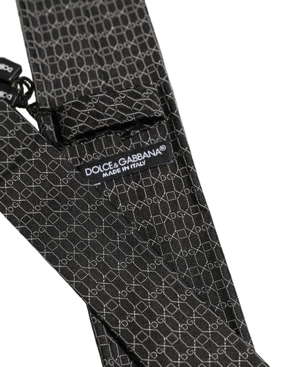 Dolce & Gabbana Dark Gray Silk DG Monogram Adjustable Tied Necktie Tie