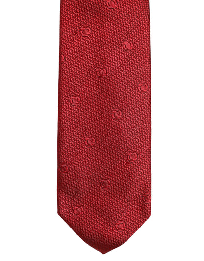 Dolce & Gabbana Red Silk Textured Pattern Adjustable Tied Men Necktie Tie