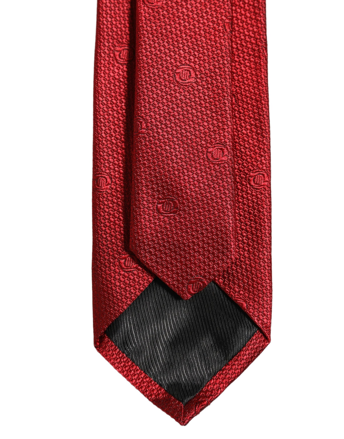 Dolce & Gabbana Red Silk Textured Pattern Adjustable Tied Men Necktie Tie