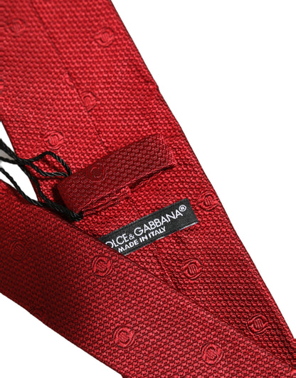 Dolce & Gabbana Red Silk Textured Pattern Adjustable Tied Men Necktie Tie