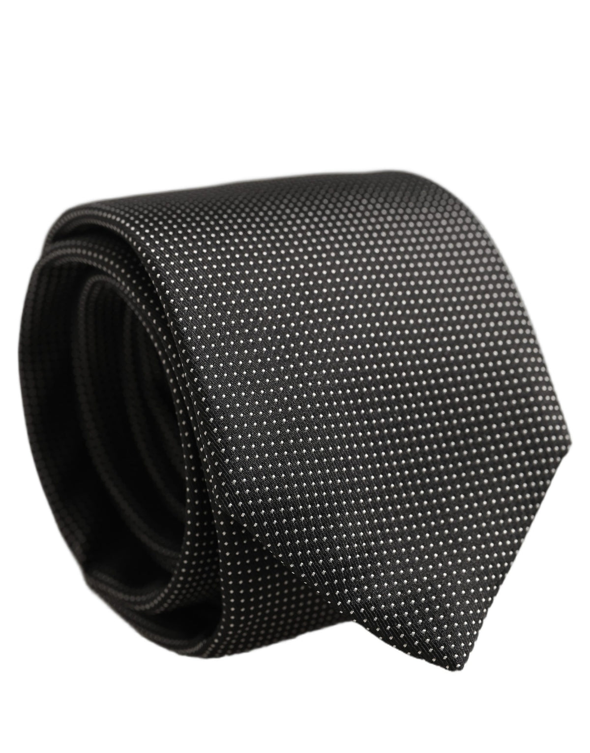 Dolce & Gabbana Black Silk Micro Polka Dot Adjustable Tied Necktie Tie