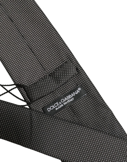 Dolce & Gabbana Black Silk Micro Polka Dot Adjustable Tied Necktie Tie