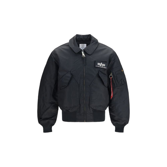 Bomber Jacket by ALPHA INDUSTRIES for men in nylon & polyester black & signature features an contemporary silhouette, showcasing a sophisticated and contemporary pockets for a truly refined look.