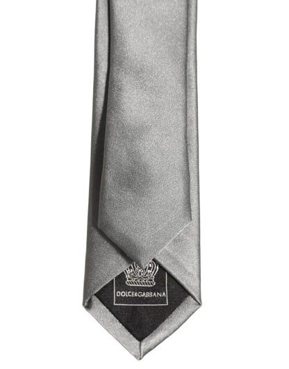 Dolce & Gabbana Gray Satin 100% Silk Adjustable Tied Men Necktie Tie