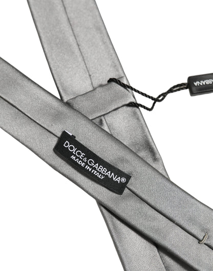 Dolce & Gabbana Gray Satin 100% Silk Adjustable Tied Men Necktie Tie