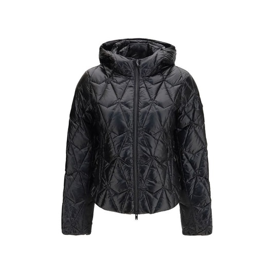 Puffer Jacket by Moose Knuckles for women in nylon & goose-down black presents a effortlessly chic silhouette, showcasing a sophisticated hooded high-collar neckline and premium breathable-design, windproof, lightweight, pockets, hooded & insulated for a truly effortlessly chic finish.