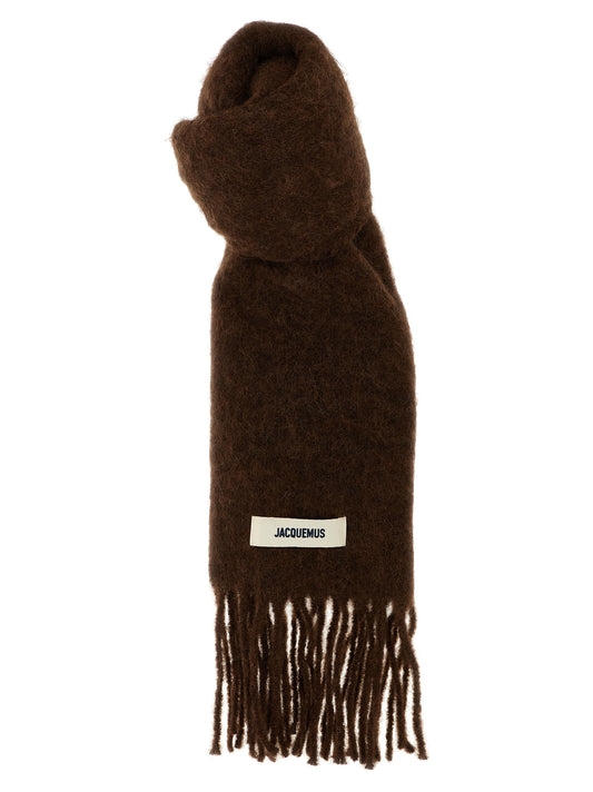 Jacquemus Mohair Virgin Alpaca Wool & Polyamide Foulard Fringes Scarf - Brown