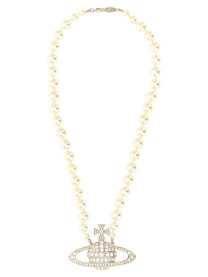 Vivienne Westwood Heart Orb Women's Silver Brass & Pearls Necklace - Pearl Silver