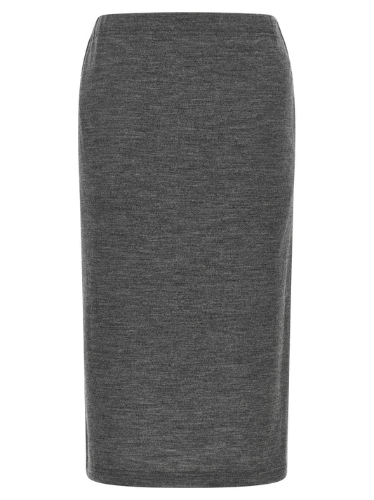 Junya Watanabe Women's Wool Midi Knee Skirt - Gray