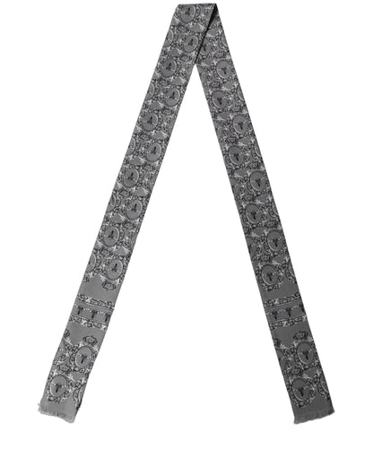 Dolce & Gabbana Men Gray Bee Silk Skinny Twilly Foulard Scarf