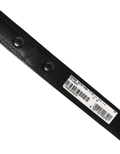 Dolce & Gabbana Black Leather Silver Tone Metal Buckle Belt