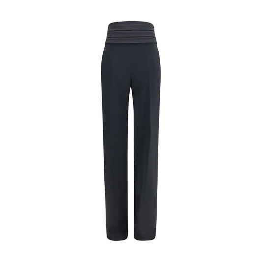 Casual Pants by Ermanno Scervino for women in viscose acetate satin black presents a refined pantology silhouette, artfully defined by a refined pantology straight-leg, wide & slim, long, and a sophisticated high rise.