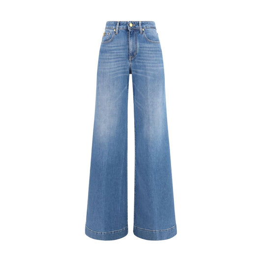 Jeans by Jacob Cohen for women in cotton denim dark-blue, navy & signature presents a tailored silhouette, showcasing a tailored relaxed-fit, regular-fit & wide and long cut with a refined high rise for a truly tailored aesthetic.